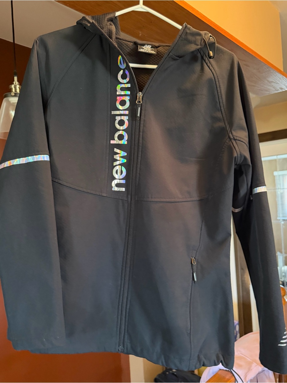 New Balance Black Hooded Zip Jacket with Iridescent Logo